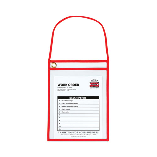 C-Line® 1-Pocket Shop Ticket Holder W/Setrap And Red Stitching, 75-Sheet, 9 X 12, 15/Box