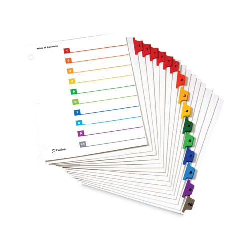 OneStep Printable Table of Contents and Dividers, 10-Tab, 1 to 10, 11 x 8.5, White, Assorted Tabs, 6 Sets