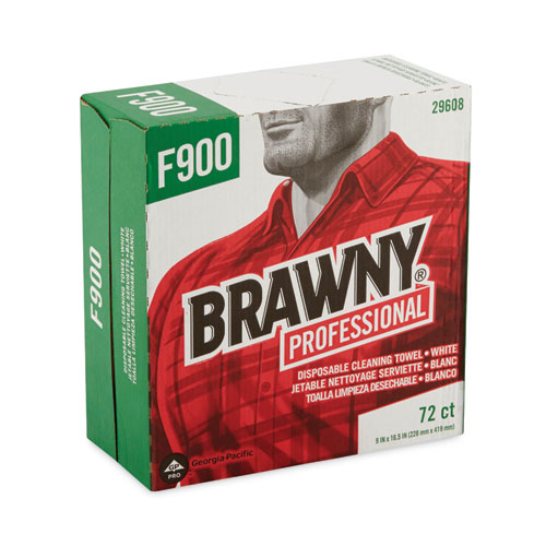 Brawny® Professional Flax 900 Heavy Duty Cloths, 9 X 16.5, White, 72/Box, 10 Box/Carton