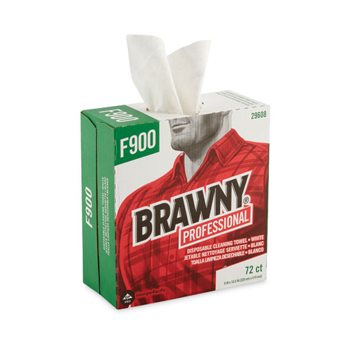 Image of Brawny® Professional Flax 900 Heavy Duty Cloths, 9 X 16.5, White, 72/Box, 10 Box/Carton