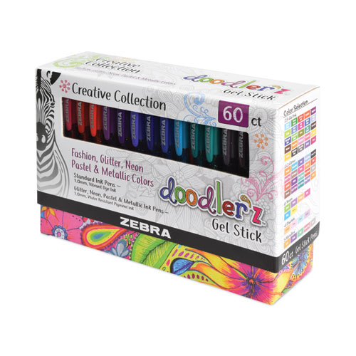 Image of Zebra® Doodler'Z Gel Pen, Stick, Bold 1 Mm, Assorted Ink And Barrel Colors, 60/Pack