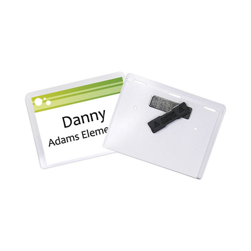 Image of C-Line® Magnetic Name Badge Holder Kit, Horizontal, 4W X 3H, Clear, 20/Box