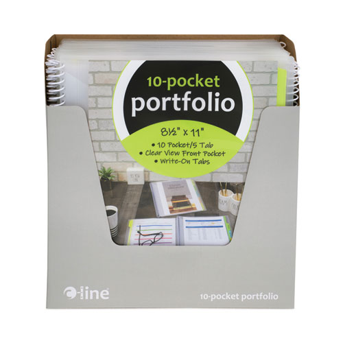 10-Pocket Poly Portfolio with Write-On Tabs, 8.5 x 11, Clear/Clear