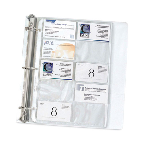 Image of C-Line® Business Card Binder Pages, For 2 X 3.5 Cards, Clear, 20 Cards/Sheet, 10 Sheets/Pack