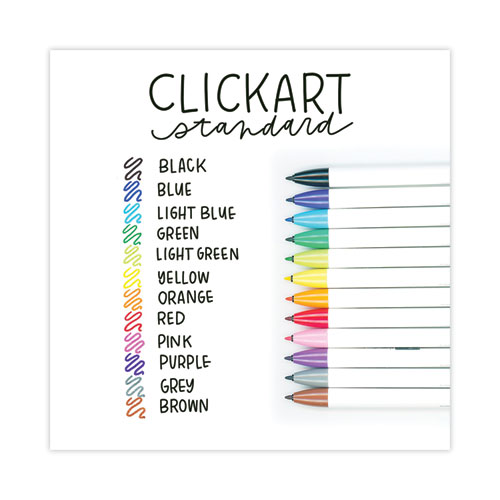 ClickArt Porous Point Pen, Retractable, Fine 0.6 mm, Assorted Ink and Barrel Colors, 12/Pack