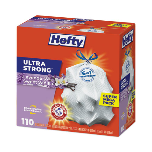 Image of Hefty® Ultra Strong Scented Tall White Kitchen Bags, 13 Gal, 0.9 Mil, 23.75" X 24.88", White, 110 Bags/Box, 3 Boxes/Carton