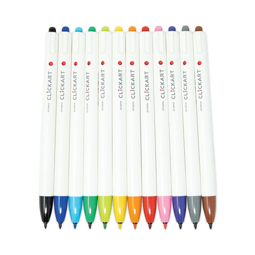 Zebra CLiCKART Retractable Marker Pen Set of 12- Light Colors