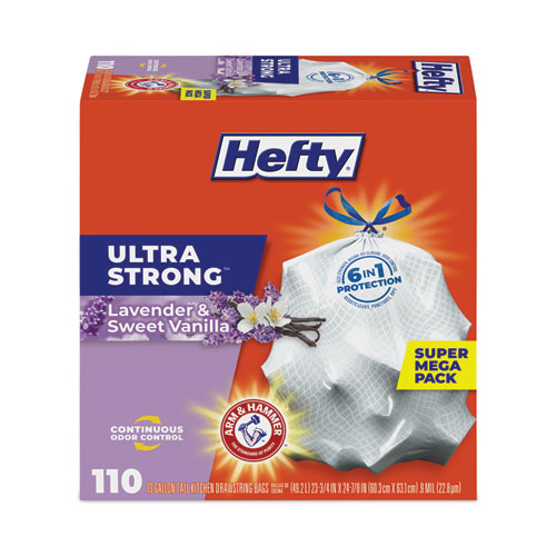 Image of Hefty® Ultra Strong Scented Tall White Kitchen Bags, 13 Gal, 0.9 Mil, 23.75" X 24.88", White, 110/Box