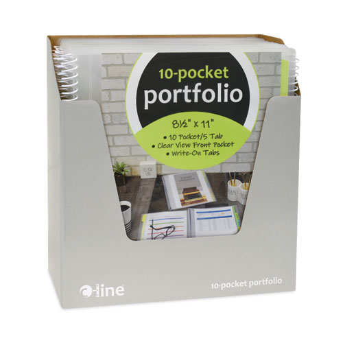 10-Pocket Poly Portfolio with Write-On Tabs, 8.5 x 11, Clear/Clear