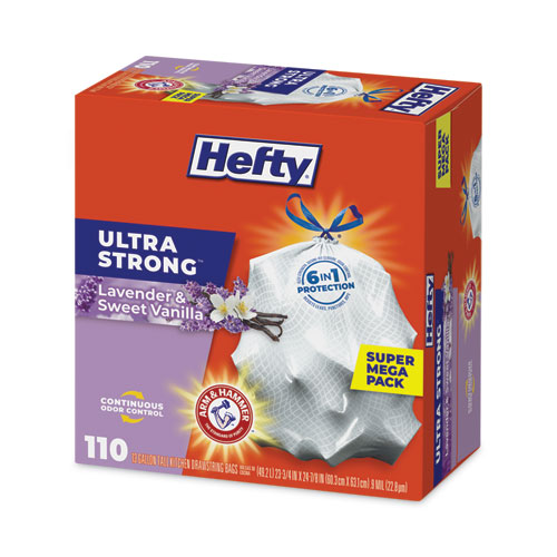 Image of Hefty® Ultra Strong Scented Tall White Kitchen Bags, 13 Gal, 0.9 Mil, 23.75" X 24.88", White, 110/Box