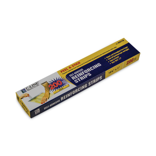 Image of Self-Adhesive Reinforcing Strips, 1 x 10.75, Clear, 200/Box