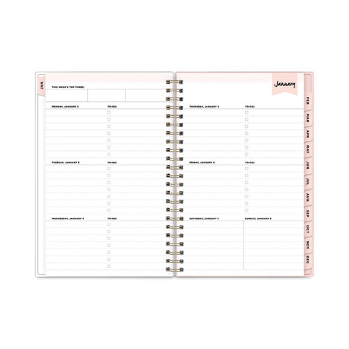 Image of Blue Sky® Day Designer Coming Up Roses Create-Your-Own Cover Weekly/Monthly Planner, 8 X 5, Blush/Cream Cover, 12-Month (Jan-Dec): 2024