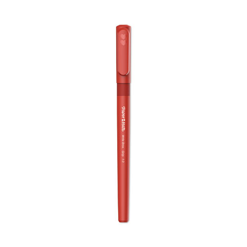 Paper Mate® Write Bros. Grip Ballpoint Pen, Stick, Medium 1 Mm, Red Ink, Red Barrel, Dozen