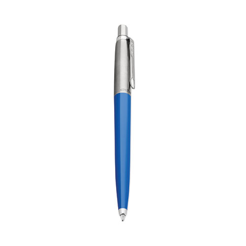 Jotter Ballpoint Pen, Retractable, Medium 0.7 mm, Blue Ink, Royal Blue/Chrome Barrel