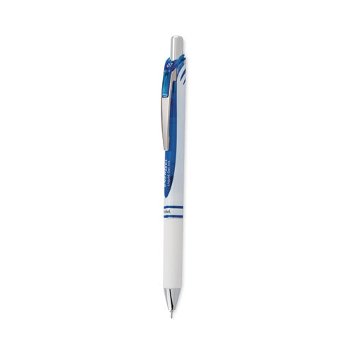 EnerGel Pearl Gel Pen, Retractable, Medium 0.7 mm, Blue Ink, White/Blue Barrel, Dozen