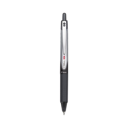 Pilot® Vball Rt Liquid Ink Roller Ball Pen, Retractable, Fine 0.7 Mm, Black Ink, Black/White Barrel