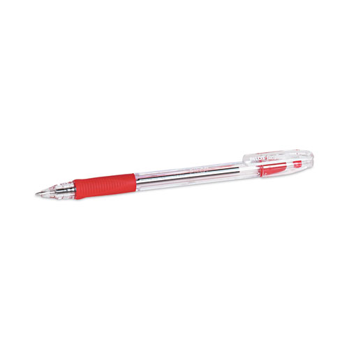 EasyTouch Ballpoint Pen, Stick, Fine 0.7 mm, Red Ink, Clear/Red Barrel, Dozen