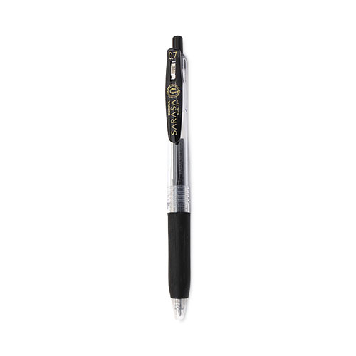 Zebra® Sarasa Clip Gel Pen, Retractable, Medium 0.7 mm, Black Ink, Clear/Black Barrel, 12/Pack