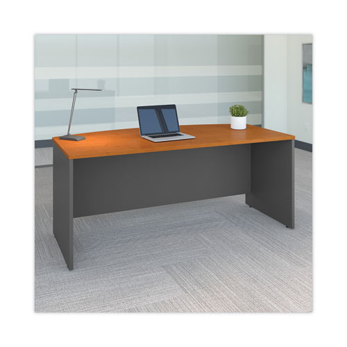 Series C Collection Bow Front Desk, 71.13" x 36.13" x 29.88", Natural Cherry/Graphite Gray