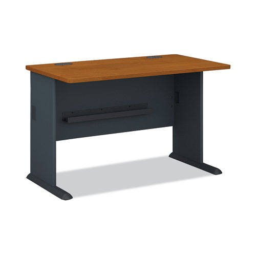 Series A Collection Workstation Desk, 47.63" x 26.88" x 29.88", Natural Cherry/Slate Gray