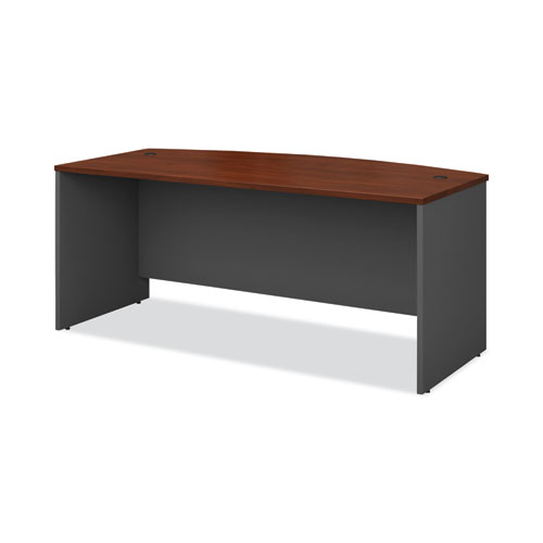 Bush® Series C Collection Bow Front Desk, 71.13" x 36.13" x 29.88", Hansen Cherry/Graphite Gray