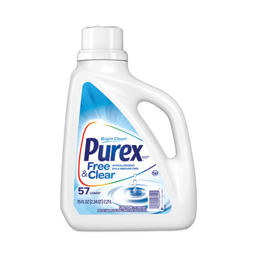 Purex® Free and Clear Liquid Laundry Detergent, Unscented, 75 oz Bottle, 6/Carton