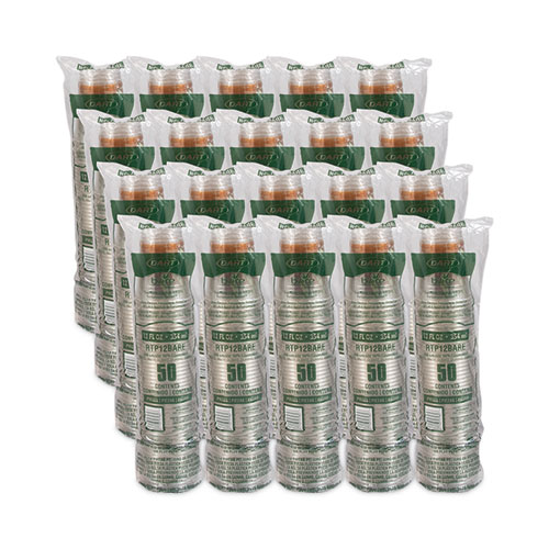 Image of Dart® Bare Eco-Forward Rpet Cold Cups, 12 Oz To 14 Oz, Leaf Design, Clear, Squat, 50/Pack, 20 Packs/Carton