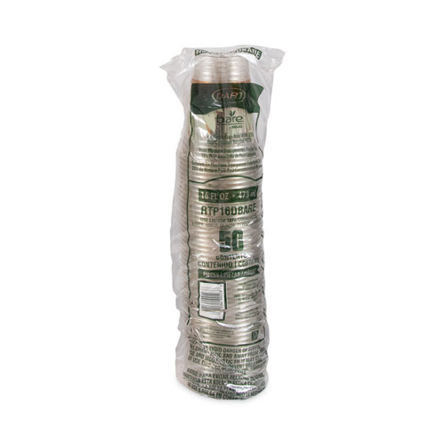 Image of Dart® Bare Eco-Forward Rpet Cold Cups, 16 Oz To 18 Oz, Leaf Design, Clear, 50/Pack