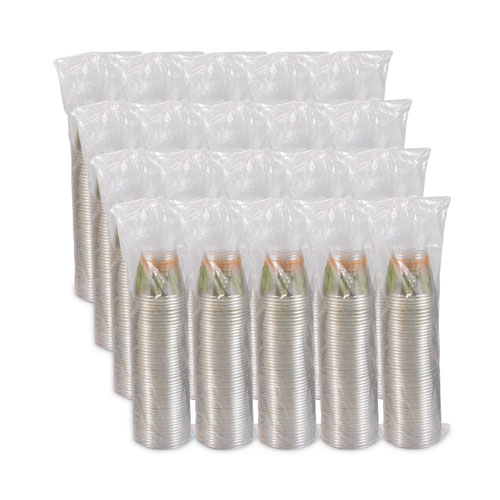 Image of Dart® Bare Eco-Forward Rpet Cold Cups, 9 Oz, Leaf Design, Clear/Green/Orange, 1,000/Carton