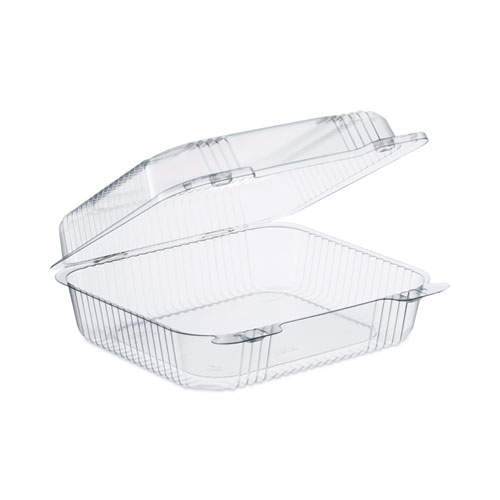 Image of Dart® Staylock Clear Hinged Lid Containers, 7.8 X 8.3 X 3, Clear, Plastic, 125/Bag, 2 Bags/Carton