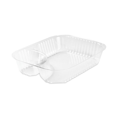 Image of Dart® Clearpac Large Nacho Tray, 2-Compartments, 3.3 Oz, 6.2 X 6.2 X 1.6, Clear, Plastic, 500/Carton