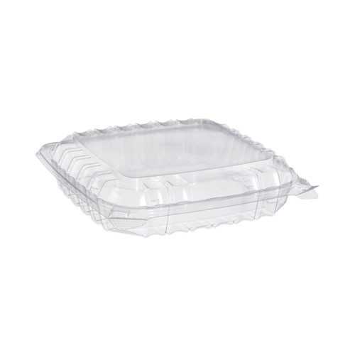 Image of Dart® Clearseal Hinged-Lid Plastic Containers, 8.31 X 8.31 X 2, Clear, Plastic, 125/Bag, 2 Bags/Carton