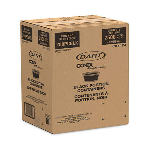 Image of Dart® Conex Complements Portion/Medicine Cups, 2 Oz, Black, 125/Bag, 20 Bags/Carton