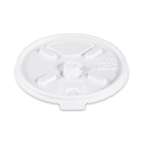 Image of Dart® Lift N' Lock Plastic Hot Cup Lids, Fits 10 Oz To 14 Oz Cups, White, 1,000/Carton