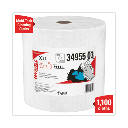 Image of General Clean X60 Cloths, Jumbo Roll, 12.2 x 12.4, White, 1,100/Roll