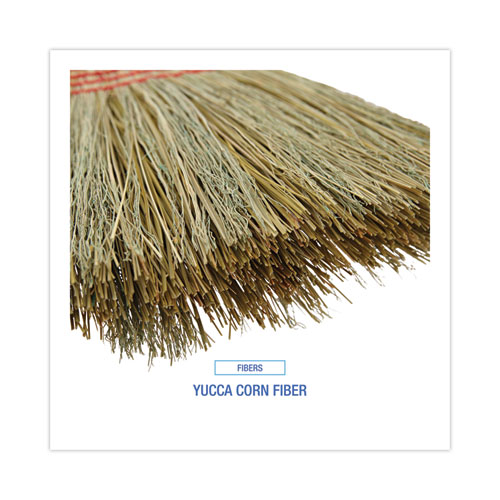 Image of Boardwalk® Parlor Broom, Yucca/Corn Fiber Bristles, 56" Overall Length, Natural, 12/Carton