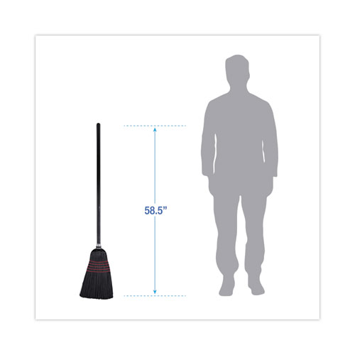 Image of Boardwalk® Flagged Tip Poly Bristle Janitor Brooms, 10 X 58.5, Wood Handle, Natural/Black, 12/Carton