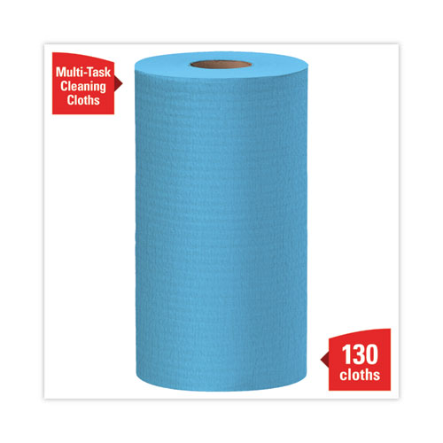 Image of Wypall® General Clean X60 Cloths, Small Roll, 13.5 X 19.6, Blue, 130/Roll, 6 Rolls/Carton