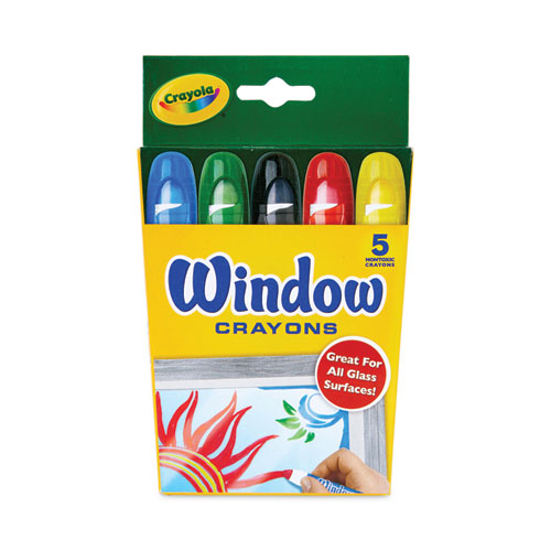 Crayola® Washable Window Crayons, Assorted Colors, 5/Set