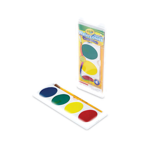 Jumbo Washable Watercolor Set, 4 Assorted Colors, Palette Tray