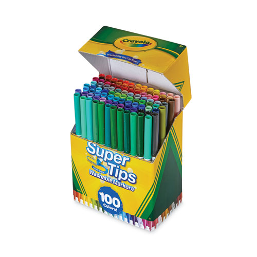 Image of Crayola® Super Tips Washable Markers, Fine/Broad Bullet Tips, Assorted Colors, 100/Set
