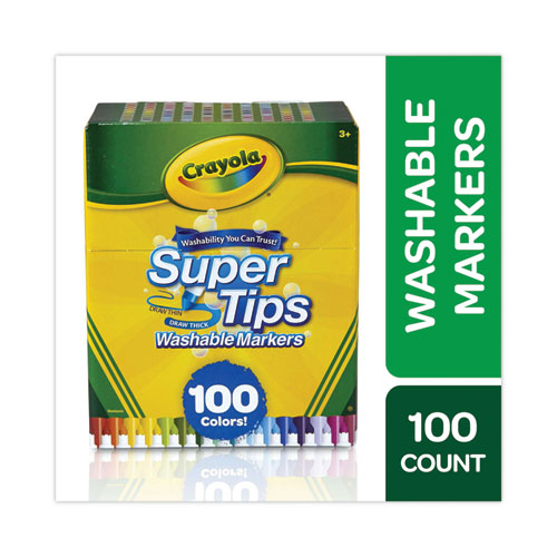 Image of Crayola® Super Tips Washable Markers, Fine/Broad Bullet Tips, Assorted Colors, 100/Set