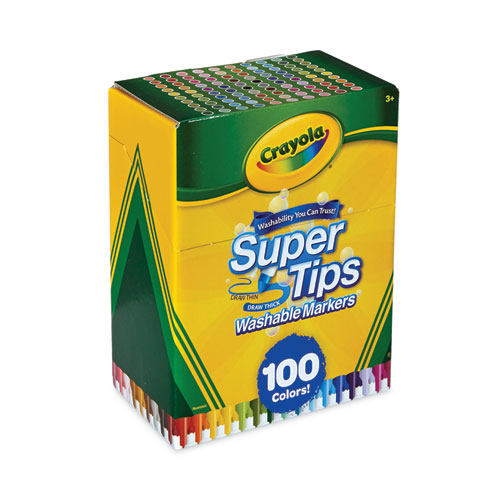 Super Tips Washable Markers, Fine/Broad Bullet Tips, Assorted Colors,  100/Set