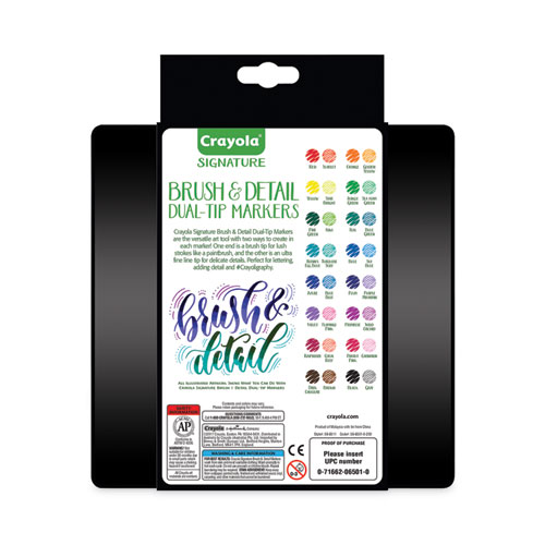Brush and Detail Dual Ended Markers, Extra-Fine Brush/Bullet Tips, Assorted Colors, 16/Set