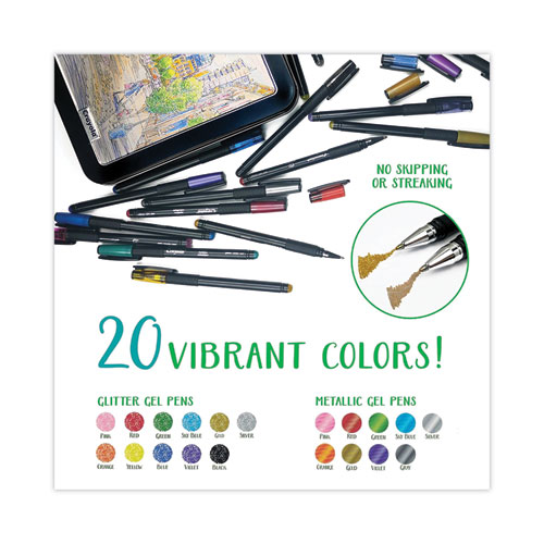 Image of Crayola® Detailing Gel Pen, Stick, Medium 1 Mm, Assorted Ink Colors, Black Barrel, 20/Pack