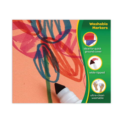 Broad Line Washable Markers, 48 Broad Bullet Tip/8 Gel/8 Window, Assorted Colors, 64/Set