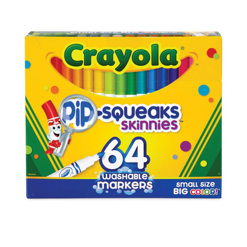 Image of Crayola® Pip-Squeaks Skinnies Washable Markers, Medium Bullet Tip, Assorted Colors, 64/Pack