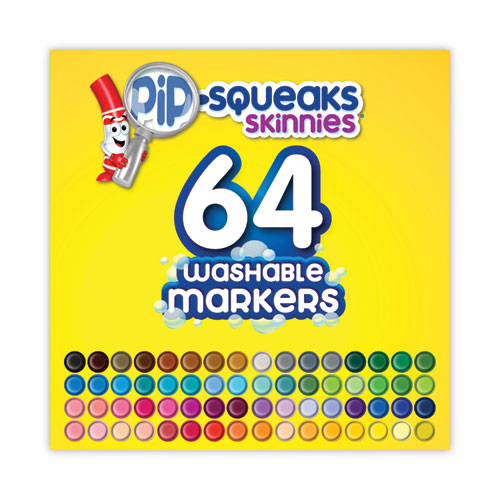Image of Crayola® Pip-Squeaks Skinnies Washable Markers, Medium Bullet Tip, Assorted Colors, 64/Pack