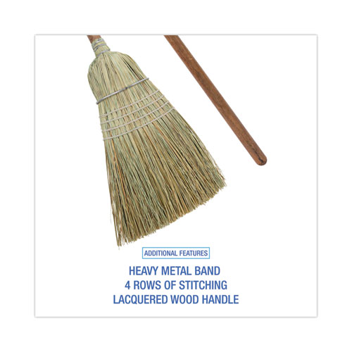 Image of Boardwalk® Corn/Fiber Brooms, Corn/Synthetic Fiber Bristles, 60" Overall Length, Gray/Natural, 6/Carton