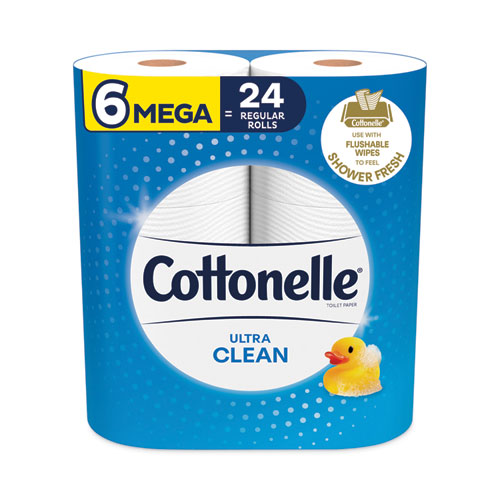 Cottonelle® Ultra Cleancare Toilet Paper, Strong Tissue, Mega Rolls, Septic Safe, 1-Ply, White, 284/Roll, 6 Rolls/Pack, 36 Rolls/Carton